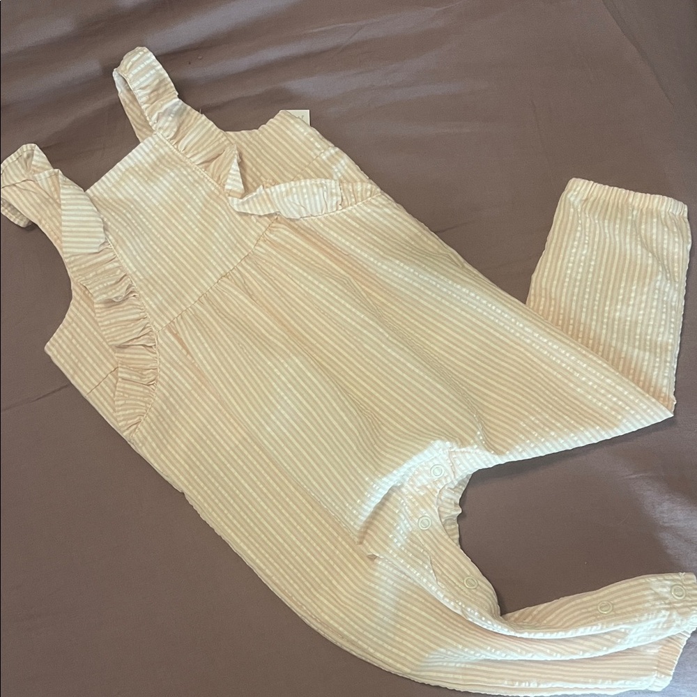 NWT Seersucker ruffle jumper- pink & white